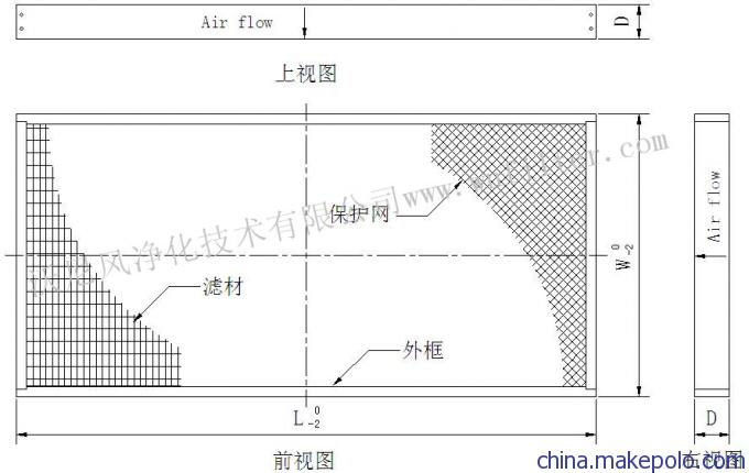 杭州铝框无隔板高效过滤网结构图