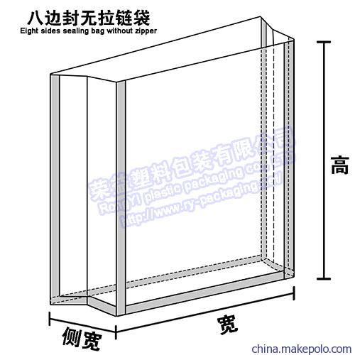 八边封无拉链袋-袋型模型图