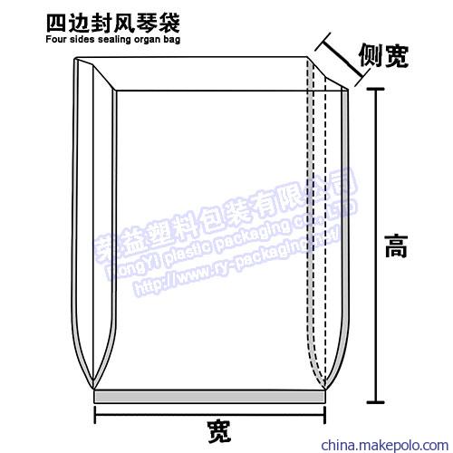 四边封风琴袋-袋型模型图