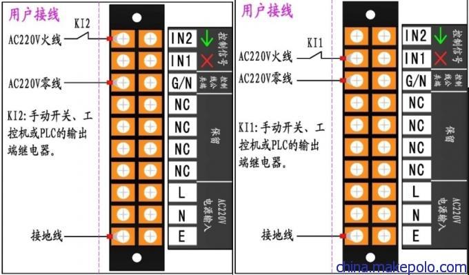 英沙雨棚灯AC220V直接控制接线说明